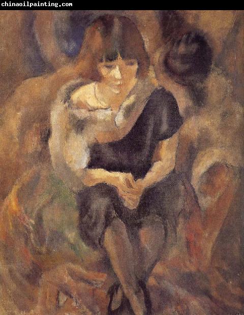 Jules Pascin Lucy wearing fur shawl