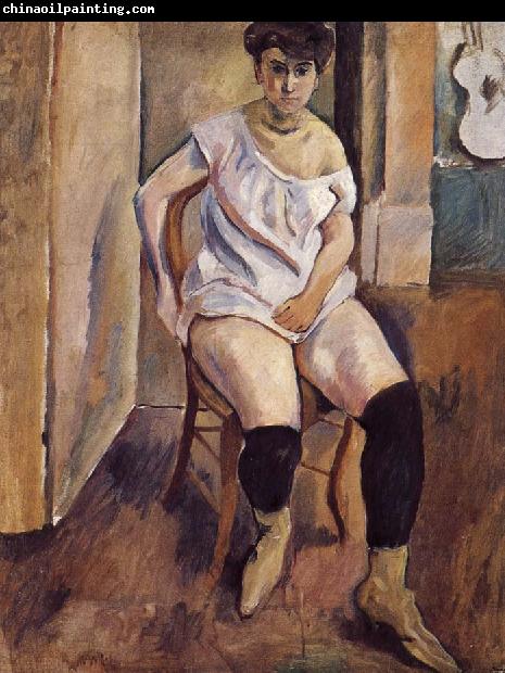 Jules Pascin The Woman wearing yellow short boots