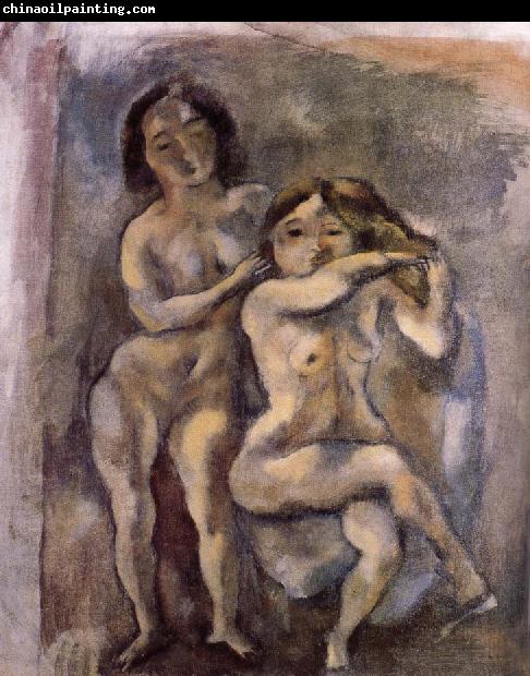 Jules Pascin Gril with sheila are hackle golden hair