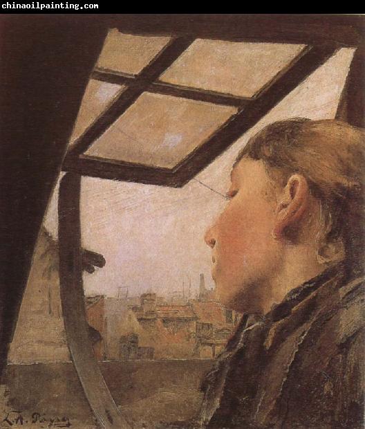 Laurits Andersen Ring Girl looking out of a Skylight