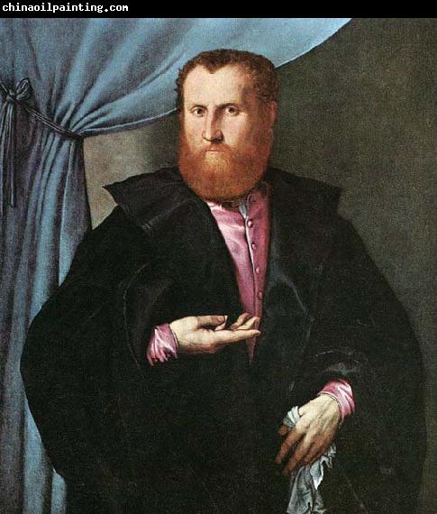 Lorenzo Lotto Portrait of a Man in Black Silk Cloak