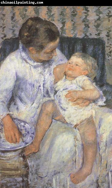 Mary Cassatt Mother about to wash her sleepy child