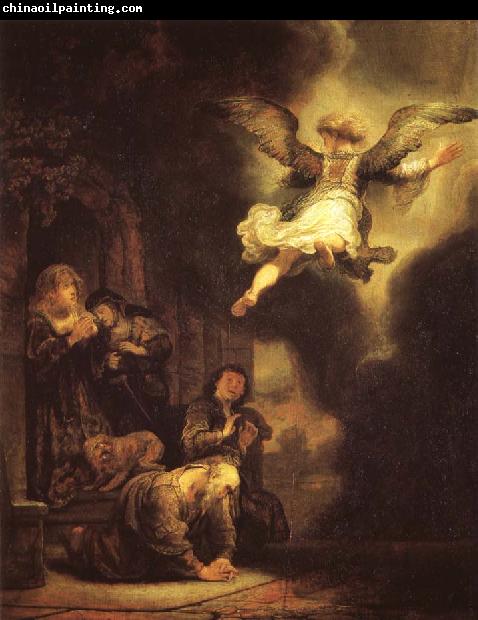 REMBRANDT Harmenszoon van Rijn The Archangel Raphael leaving Tobias-s Family