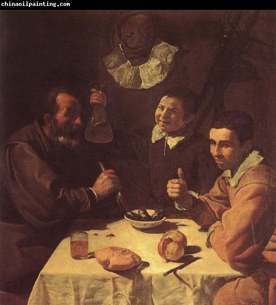 VELAZQUEZ, Diego Rodriguez de Silva y The three man beside the table