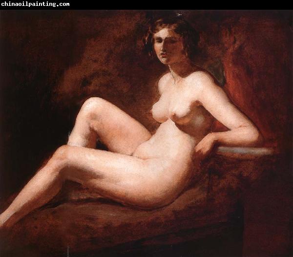 William Etty Reclining Femal Nude with Her Arm on a ledge