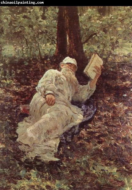 llya Yefimovich Repin Tolstoy Resting in the Wood