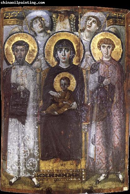 unknow artist The throne Virgin Mary with the child between ST Teodor and ST Goran,