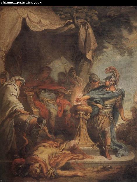 Francois Boucher Mucius Scaevola putting his hand in the fire