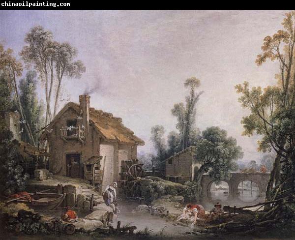 Francois Boucher Landscape with a Watermill