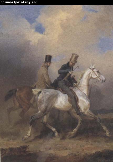 Franz Kruger Outing of Prince William of Prussia on Horse Back,Accompanied by the Artist (mk45)