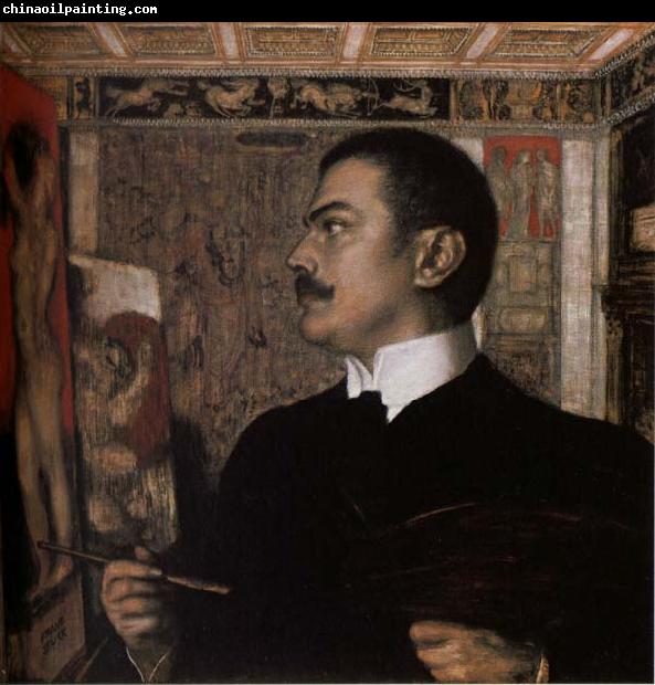 Franz von Stuck Self-Portrait at the Easel