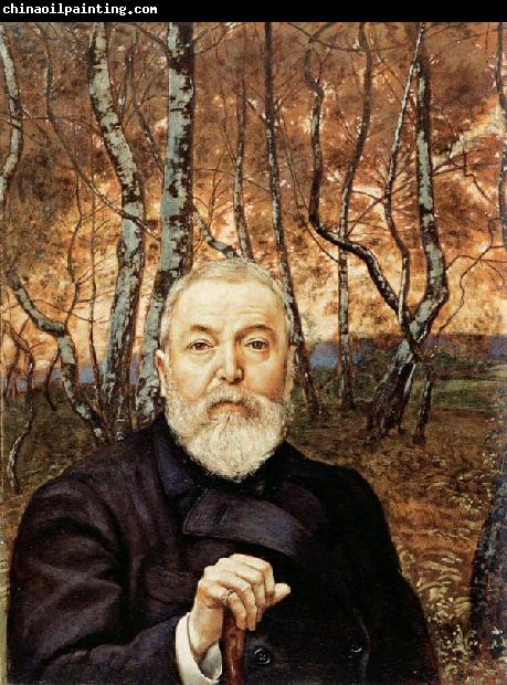 Hans Thoma Self-Portrait before a Birch Wood