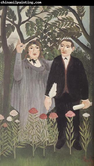 Henri Rousseau Portrait of Guillaume Apollinaire and Marie Laurencin with Poet's Narcissus