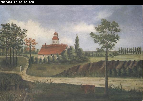 Henri Rousseau Landscape with Farm and Cow