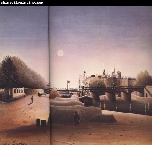 Henri Rousseau View of Ile Saint-Louis from the Port of Saint Nicolas(Evening)