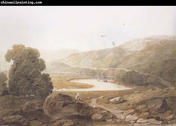 John varley jnr The Vallery of the Mawddach Watercolour (mk47)