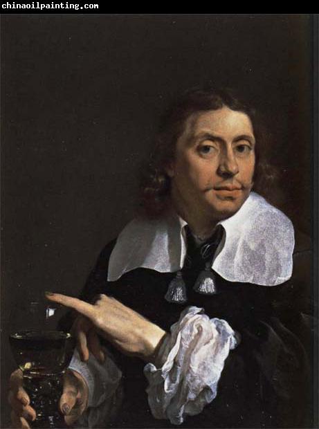 Karel du jardin Self-Portrait Holding a Roemer