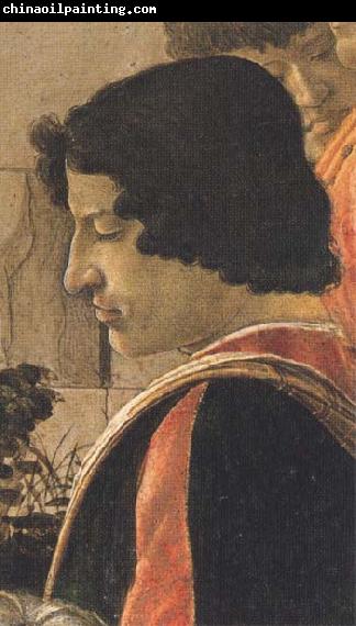 Sandro Botticelli Man in a short black tunic,standing on the right