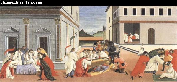 Sandro Botticelli Three miracles of St Zanobius,reviving the dead