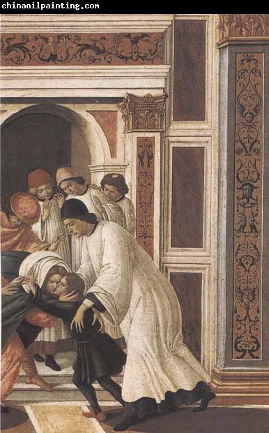 Sandro Botticelli Stories of St Zanobius Last Miracle:dead child revived by the Deacons Eugenius and Crescentius