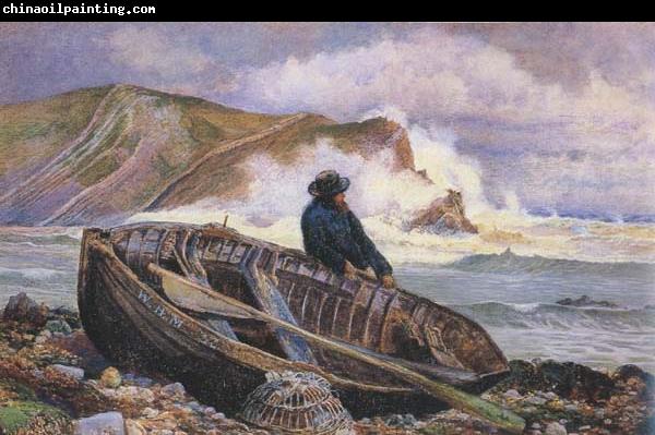 William henry millair A Fisherman with his Dinghy at Lulworth Cove (mk46)