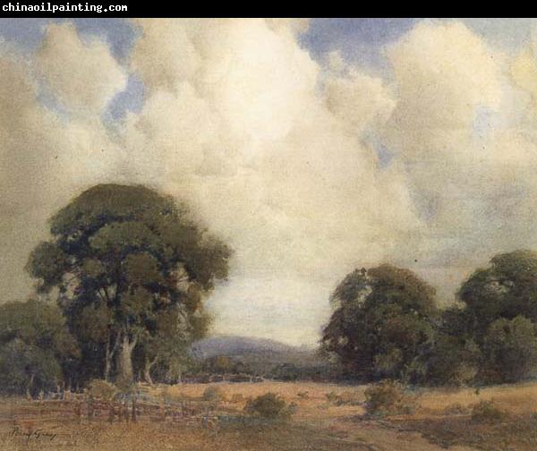 unknow artist California Landscape with Oaks and Fence