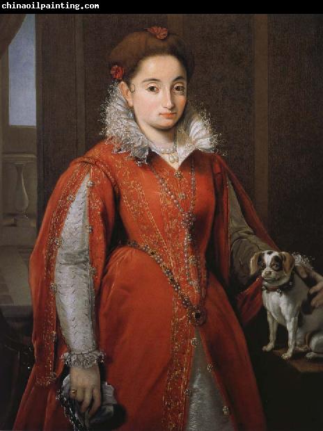 Alessandro Allori With the red dog lady