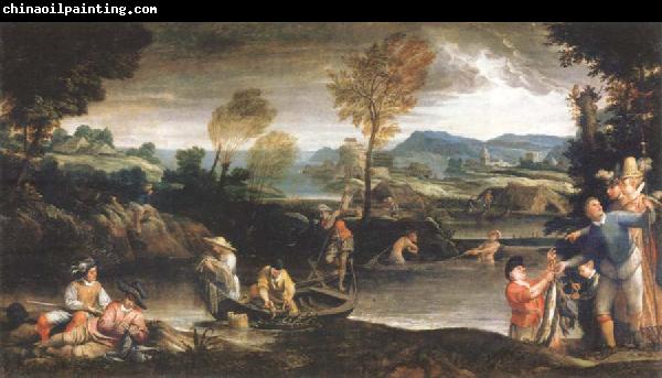 Annibale Carracci landscape with fishing scene