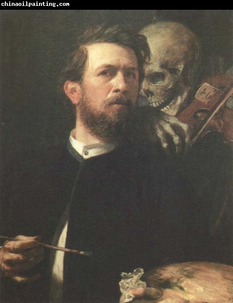 Arnold Bocklin self portrait with death playing the fiddle