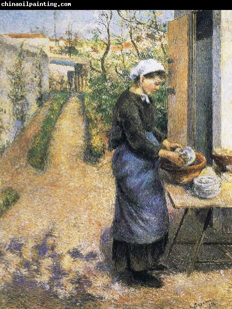 Camille Pissarro Dish washing woman