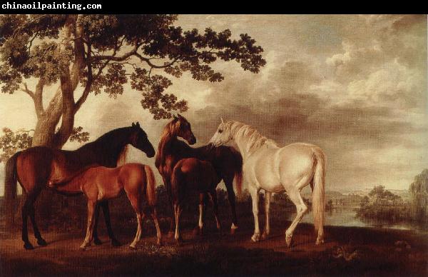 George Stubbs ston och fol i flodlandskap