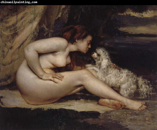 Gustave Courbet Nude Woman with Dog