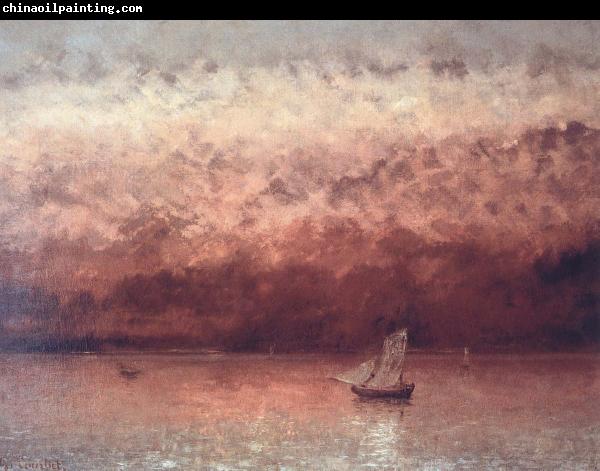 Gustave Courbet Sunset on Lake Geneva