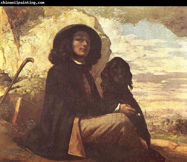 Gustave Courbet Selfportrait with black dog