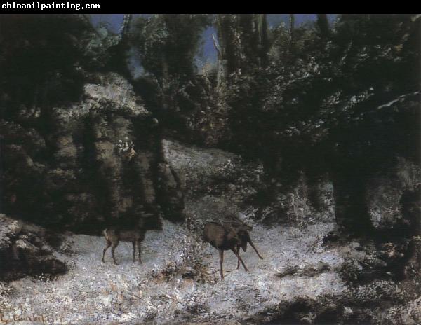 Gustave Courbet Injured deer in the snow