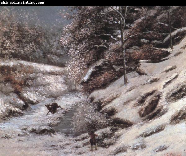 Gustave Courbet Injured deer in the snow