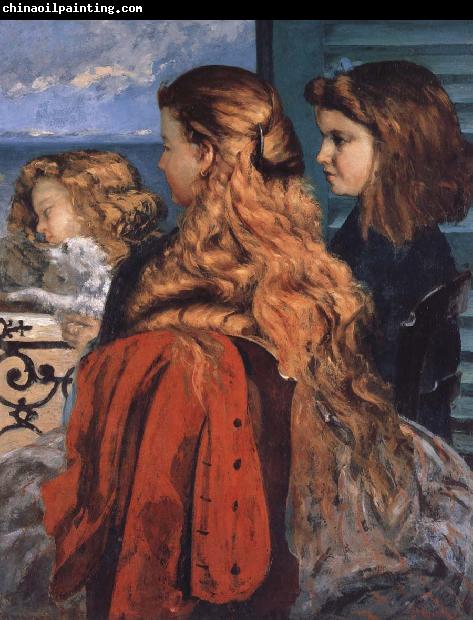 Gustave Courbet Three english girls at a window