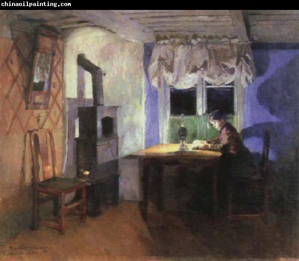 Harriet Backer by lamplight