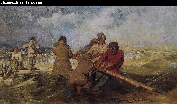 Ilia Efimovich Repin Volga River on the storm