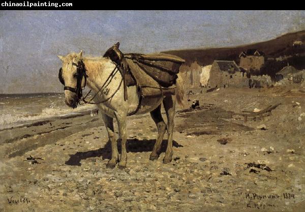 Ilia Efimovich Repin Normandy transported stone horse