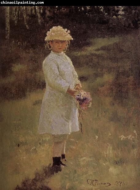 Ilia Efimovich Repin Holding a bouquet of girls