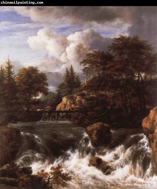 Jacob van Ruisdael a waterfall in a rocky landscape