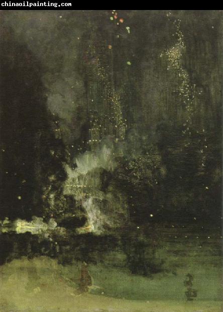 James Mcneill Whistler nocturne in black and gold the falling rocket