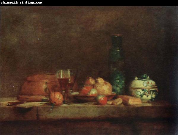 Jean Baptiste Simeon Chardin still life with bottle of olives