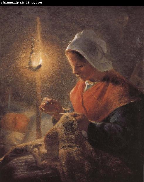 Jean Francois Millet Sewing under the light