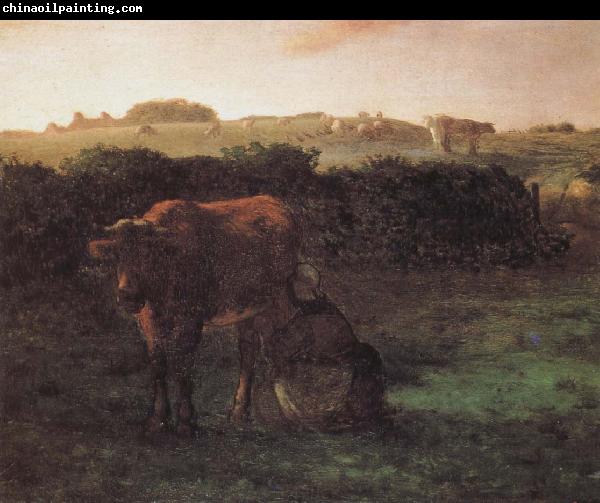 Jean Francois Millet Peasant shove milk