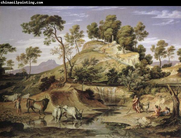 Joseph Anton Koch landscape with shepherds and cows