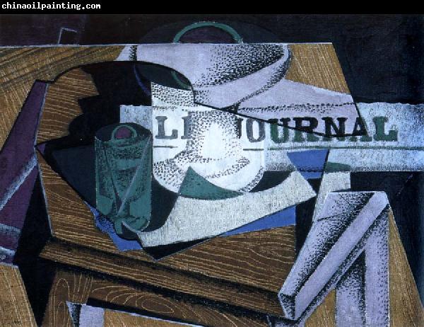 Juan Gris fruit dish ,book ,and newspaper