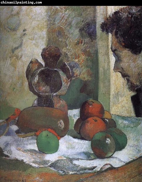 Paul Gauguin There is still life portrait side of the lava