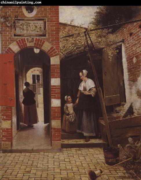 Pieter de Hooch garden till ett hus i delft